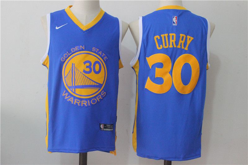 Men Golden State Warriors #30 Curry Blue NBA Jerseys